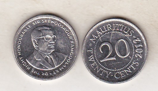 bnk mnd Mauritius 20 centi 2012
