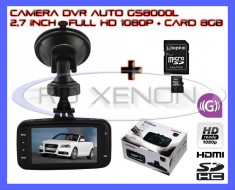 CARD 8GB + CAMERA VIDEO DVR GS8000L AUTO CU INREGISTRARE FULL HD 1080p CICLICA - DISPLAY 2,7 INCH, HDMI, INFRAROSU, SENZOR MISCARE, MARTOR ACCIDENT foto