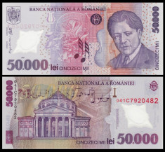 ROMANIA, 50000 LEI 2001 PERFECT UNC foto