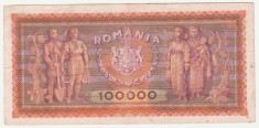 (2) BANCNOTA ROMANIA - 100.000 LEI 1947 (25 IANUARIE 1947) foto