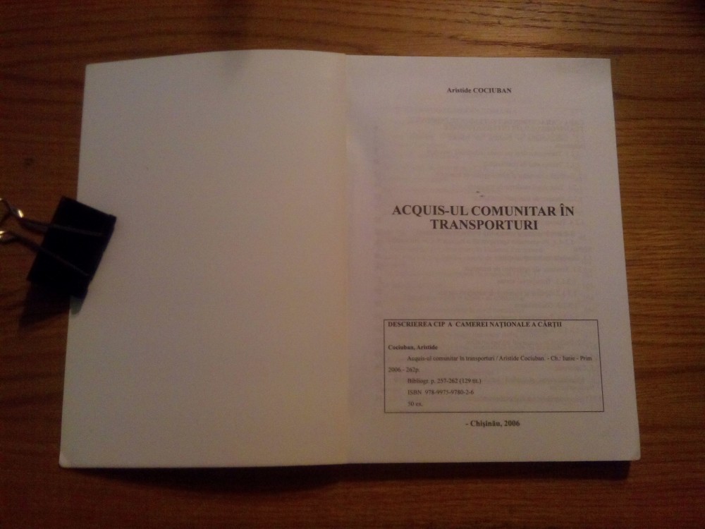 Acquis Ul Comunitar In Transporturi Aristide Cociuban 2006 262 P Alta Editura Okazii Ro