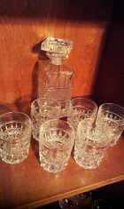 cristal bohemia set 6 pahare cu sticla de whiski original impecabil foto