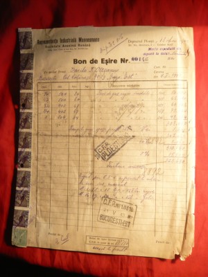 Bon de Esire- Reprezentanta Ind. Mannesmann 1943 ,stamp. CFR + 23 T. Fiscale militare foto