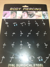 Body PIERCING. Cercel Buric. Cercel Nas. Cercel Buza. SET PIERCING. Otel Chirurgical. 12 Perechi. 24 Cercei Piercing. OFERTA. Fotografii REALE. foto