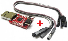 CP2102 convertor USB to TTL Serial UART 6 PIN, converter, 3.3V, 5V, inclus set cablu 5 fire foto