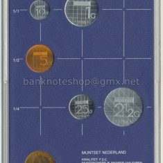 OLANDA █ SET COMPLET DE MONEDE █ FOLDER 1+5+10+25 Cents +1+2 1/2 Gulden 1986 UNC