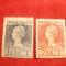 2 Timbre 7 1/2 C si 20 C 1923 carmin si albastru ,Regina Wilhelmina, Olanda , sarniera