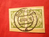 Pereche 8 Pf.verde 1937 Danzig , stampilat ,pe fragment