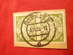 Pereche 8 Pf.verde 1937 Danzig , stampilat ,pe fragment foto