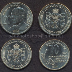 SERBIA █ SET COMPLET DE MONEDE COMEMORATIV █ 10 + 20 Dinara █ 2009 █ UNC