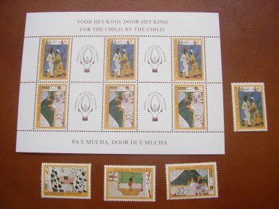 Antilele Olandeze 1980 copii pictura mi 432-435 + bl.15 MNH foto