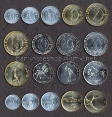 SLOVENIA █ SET COMPLET DE MONEDE █ 10+20+50 Stotin 1+2+5+10+20+50 Tolarjev █ UNC
