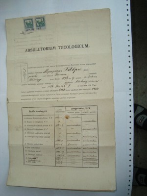 DOCUMENT LICEU TEOLOGIC 5 X 1917 SZAMOSUYVAR foto