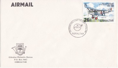 GIBRALTAR 1998 AVIOANE FDC foto