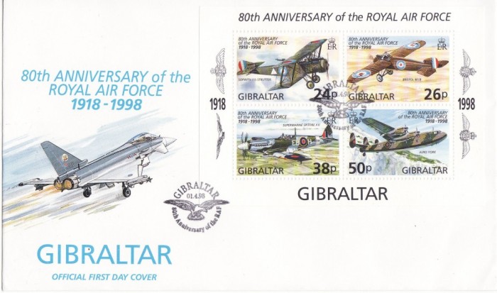 GIBRALTAR 1998 AVIOANE FDC