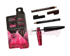 Set Eyeliner Lichid Negru Rezistent la Transfer + 2 creioane sprancene pe negru si maro Smooth foto