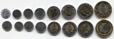 MEXIC █ SET COMPLET DE MONEDE █ 5+10+20+50 Centavos 1+2+5+10 Pesos 2001-2012 UNC