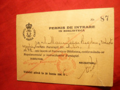 Permis de Biblioteca la Fundatia Regele Carol I , 1946 foto