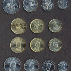 SWAZILAND SET COMPLET DE MONEDE 5+10+20+50 Cents 1+2+5 Emalangeni 1999-2007 UNC