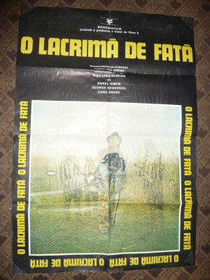 Afis cu 2 fete - Film de Iosif Damian - O lacrima de Fata 1980, 96 x 66 cm foto