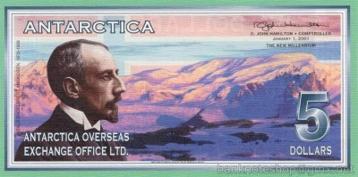 ANTARCTICA █ bancnota █ 5 Dollars █ 2001 █ UNC █ necirculata foto