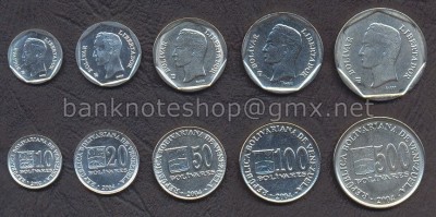 VENEZUELA SET DE MONEDE 10+20+50+100+500 Bolivares 2002-2004 UNC foto