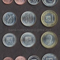 VENEZUELA SET COMPLET MONEDE 1, 5, 10, 12 1/2, 25, 50 Cent., 1 Bolivar 2007 UNC