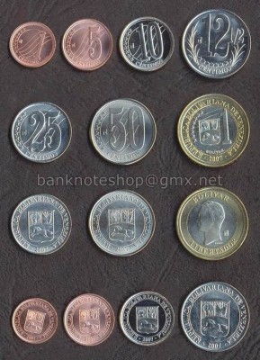 VENEZUELA SET COMPLET MONEDE 1, 5, 10, 12 1/2, 25, 50 Cent., 1 Bolivar 2007 UNC foto