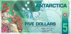 ANTARCTICA ? bancnota ? 5 Dollars ? 2008 ? UNC ? necirculata ? polymer foto