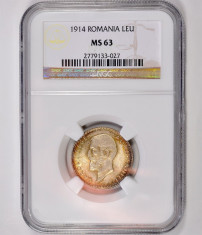 ticuzz - Romania 1 Leu 1914 Bruxelles - NGC MS63 foto