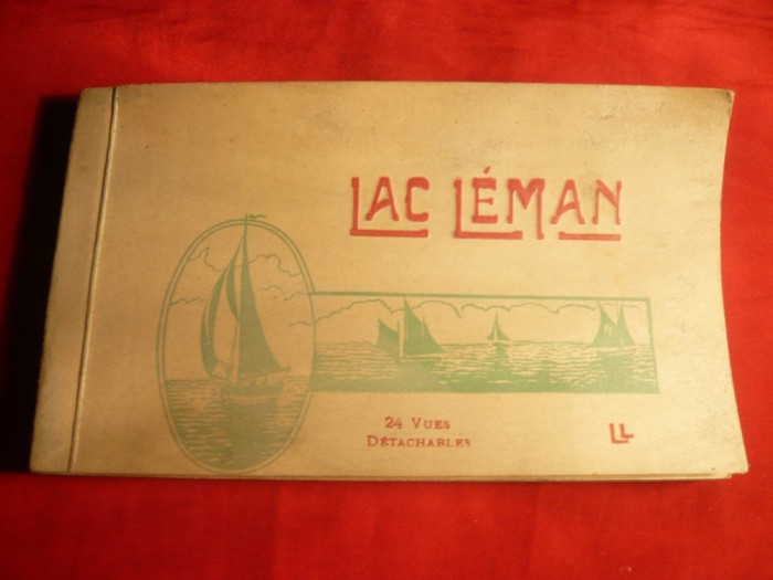 Carnet 24 Ilustrate- Lac Leman ( Geneva) anii &#039;20 ,alb-negru
