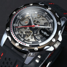 WINNER FASHION - Ceas Automatic de mana barbatesc skeleton bratara silicon - sport-lux elegant transparent cadou mos nicolae / craciun ieftin foto