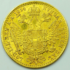 ticuzz - Austria 1914 1 Ducat - Moneda de AUR - originala, nu rebatere foto
