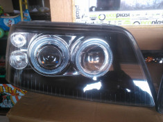 Faruri Tuning marca DEPO pentru VW T5 transporter design pe negru cu lupa si Angel Eyes foto