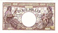 Bancnota 2000 lei 20 martie 1945 a.UNC/UNC,filigran Traian, FOARTE RARA !!! foto