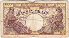 Bancnota 2000 lei 1 septembrie 1943 filigran BNR uzata foto