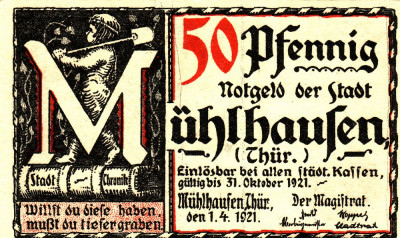 Germania Notgeld 50 pfennig 1921 Tip 2 foto