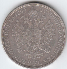 2 FLORIN 1859 B AUSTRIA ARGINT foto