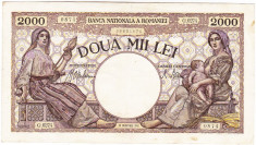 Bancnota 2000 lei 18 noiembrie 1941,filigran Traian,VF+ foto