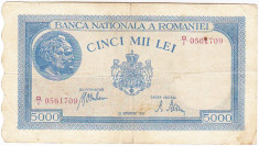 Bancnota 5000 lei - 28 septembrie 1943 foto