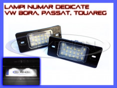 SET LAMPI DEDICATE VOLKSWAGEN VW BORA, GOLF 4, PASSAT B5.5, TOUAREG - LAMPA PLACUTA NUMAR INMATRICULARE - 18 LED LEDURI SMD - CULOARE ALB XENON 6000K foto