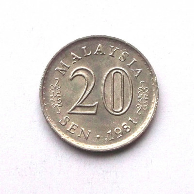 G3. MALAYSIA / MALAEZIA 20 SEN 1981, Copper-Nickel, 23.4 mm, Parliament house ** foto