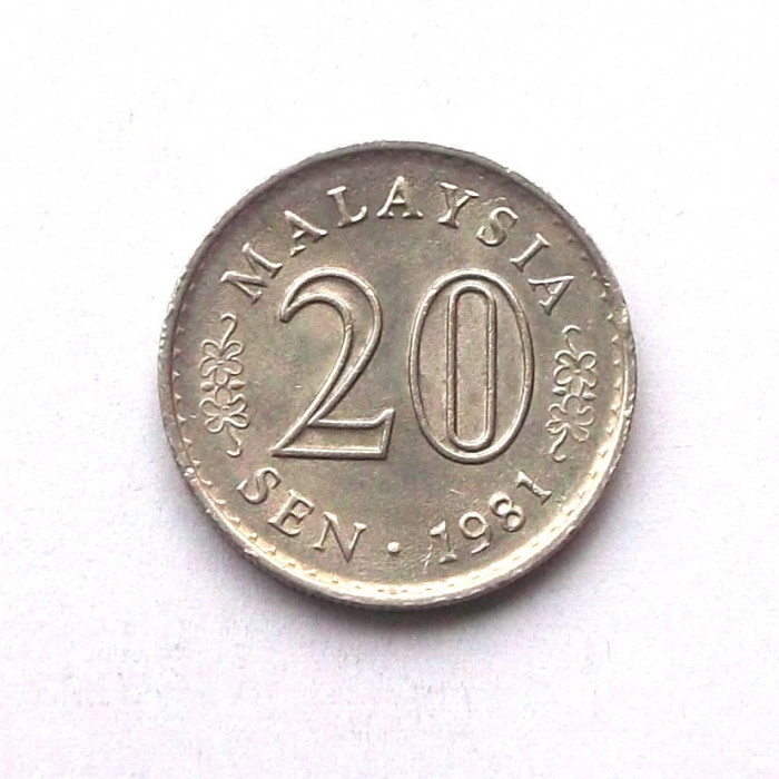 G3. MALAYSIA / MALAEZIA 20 SEN 1981, Copper-Nickel, 23.4 mm, Parliament house **