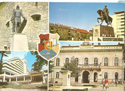 CPI (B4239) CLUJ-NAPOCA. STATUIA LUI BABA NOVAC, MIHAI VITEAZUL, HOTEL &amp;quot;BELVEDERE&amp;quot;, EDITURA OSETCM, CIRCULATA, 1985, STAMPILE, TIMBRU IMPRIMAT foto