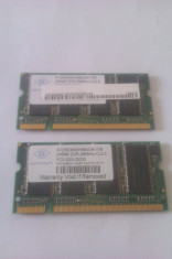 Memorie laptop 256Mb DDR SDRAM PC 2100 266Mhz Nanya - 2buc foto