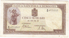 Bancnota 500 lei 22 VII 1941 filigran vertical (1) foto