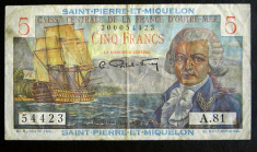 Saint Pierre Miquelon 5 Francs 1950-60 P22 foto