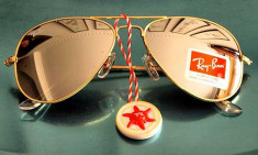 Ochelari de soare Ray Ban Aviator 3025/3026 Lentila sticla. MADE IN ITALY.+ Toc, Laveta de cutatat, Manual de instructiuni si Cutie de carton foto