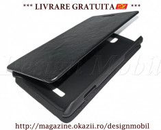 HUSA SONY XPERIA E TOC FLIP COVER TIP CARTE PIELE PU NEGRU *** LIVRARE GRATUITA *** foto