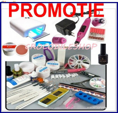 Kit unghii gel set manichiura complet constructie unghii false lampa uv foto